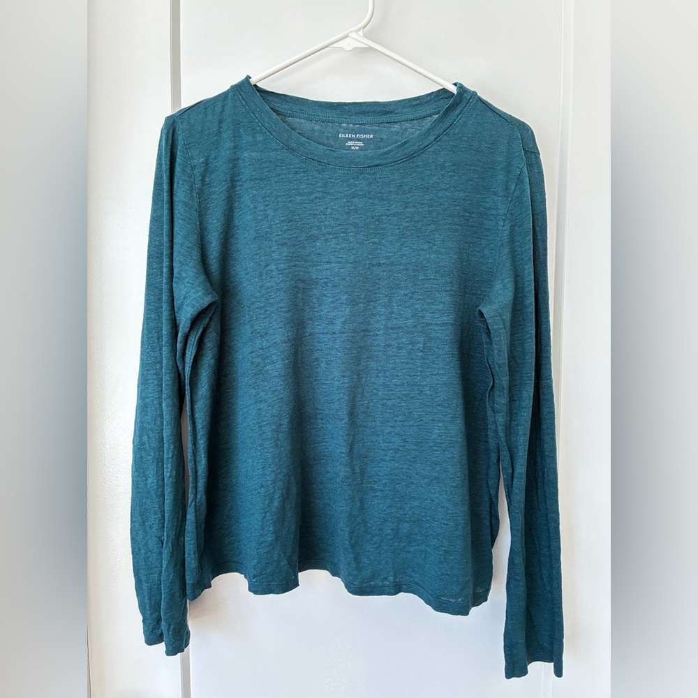 Eileen Fisher Long Sleeve Tee 100% Linen